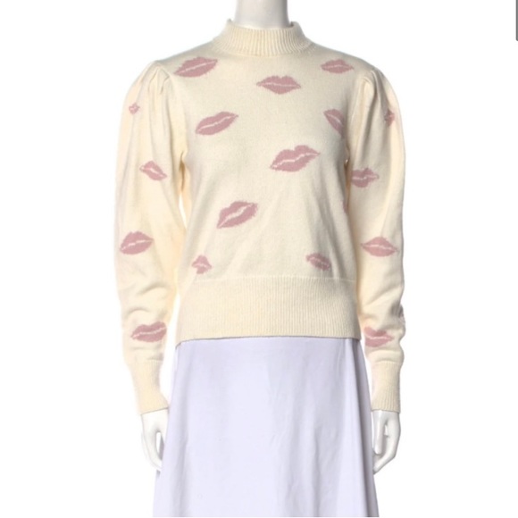 kate spade Sweaters - Kate Spade, small, printed mock neck sweater, lip print  on soft cozy sweater
